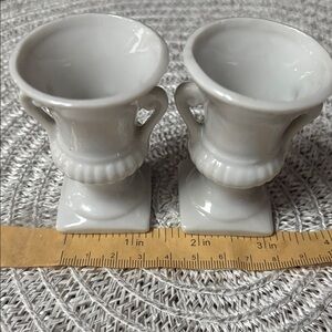 Vintage White Set 2 miniature Vases